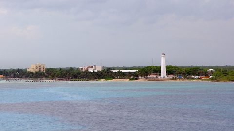 Mahahual's lighthouse across the water