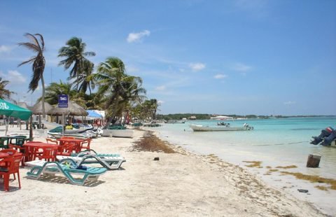 Beach restaurants and loungers in Mahahual