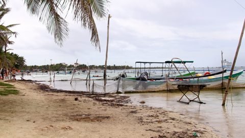 Boats on the beach in Mahahual