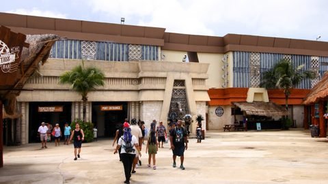 Walking into the port village from the pier