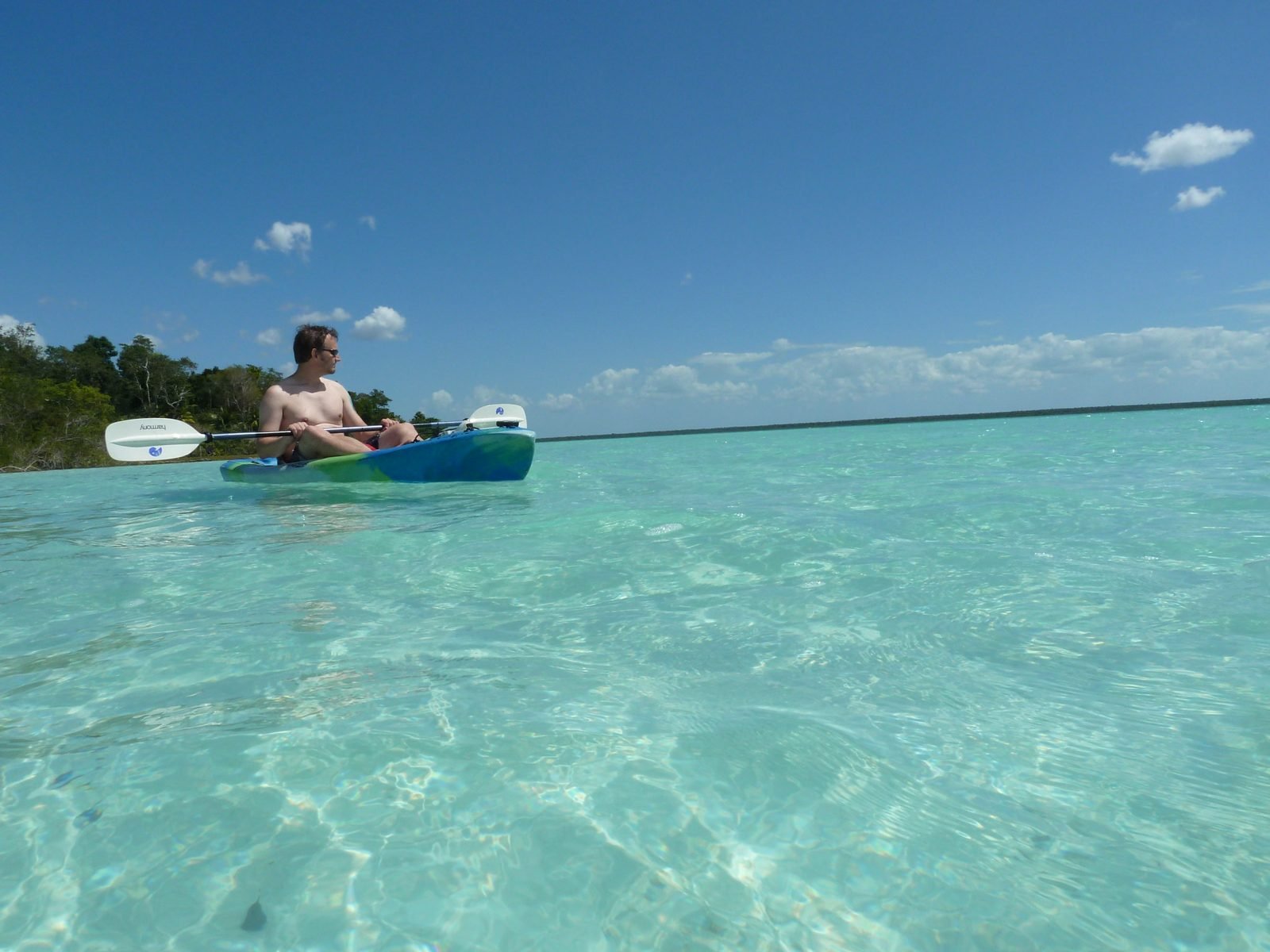 Paddling on Bacalar Lagoon