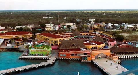 Cruise piers on Cozumel's west coast