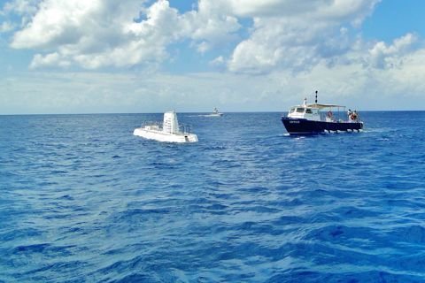 Passenger submarine surfacing off Cozumel