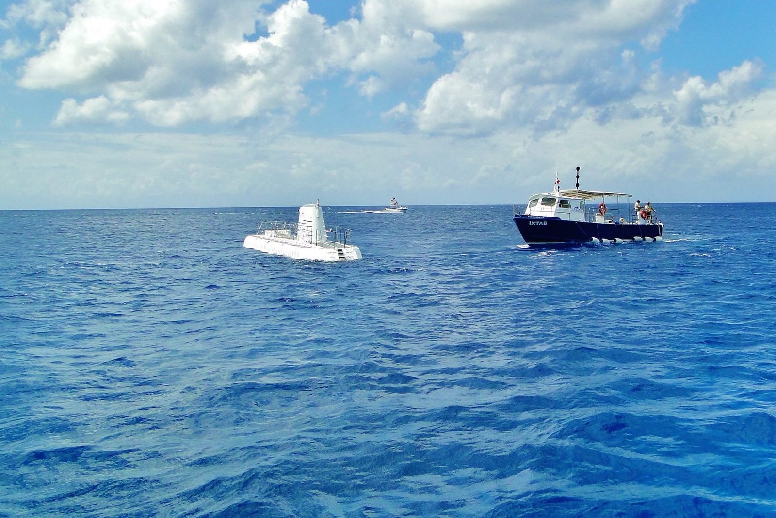 Passenger submarine surfacing off Cozumel