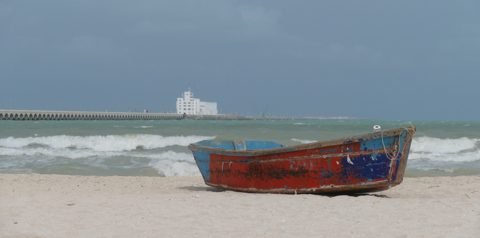 A fishing boat on Progreso beach