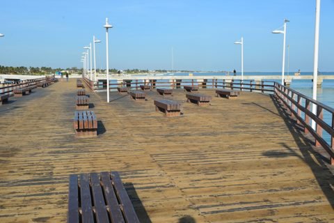 A wooden pier off the Malecón