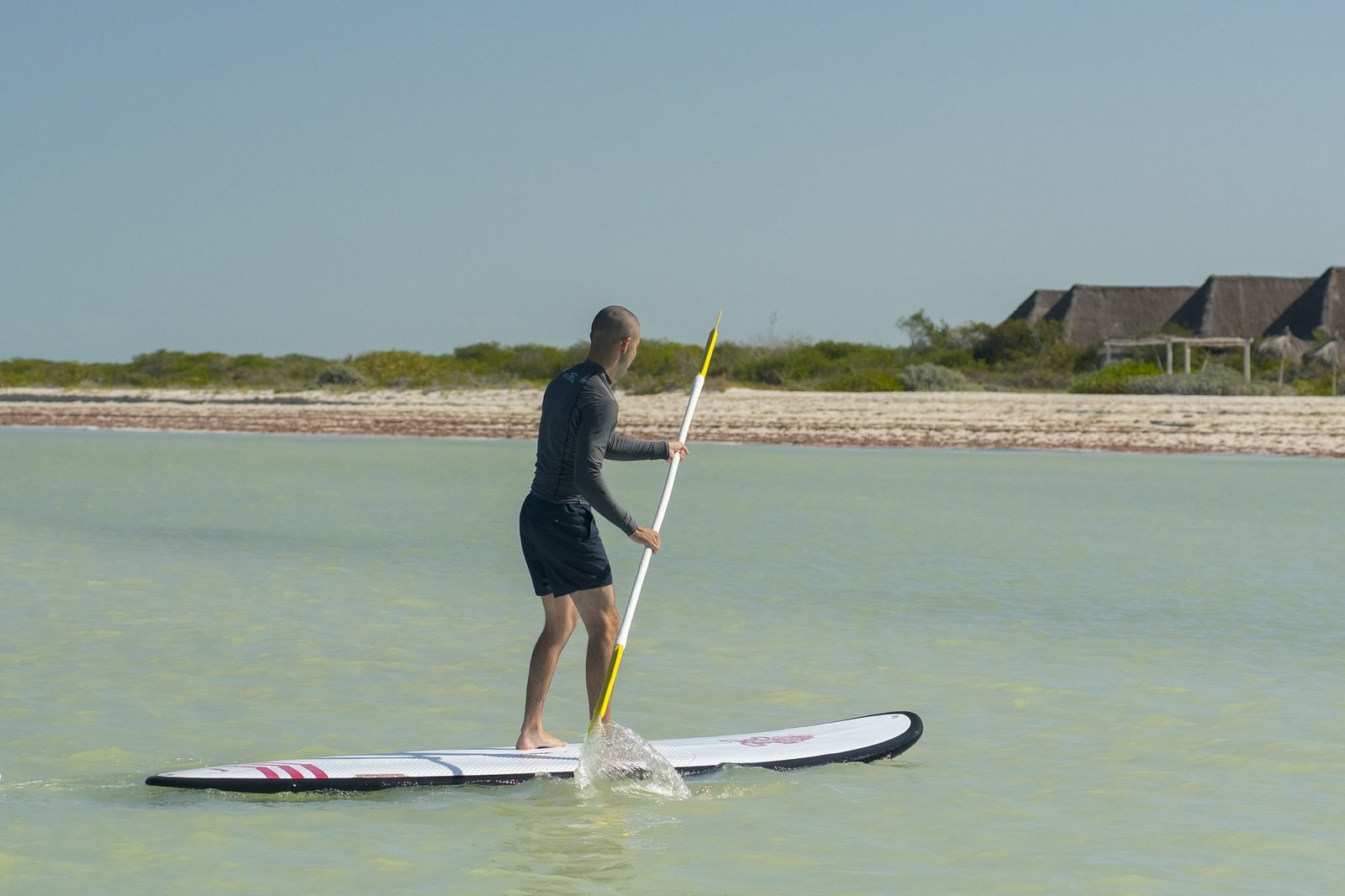 Paddleboarding on the Gulf coast at Celestún, Yucatán