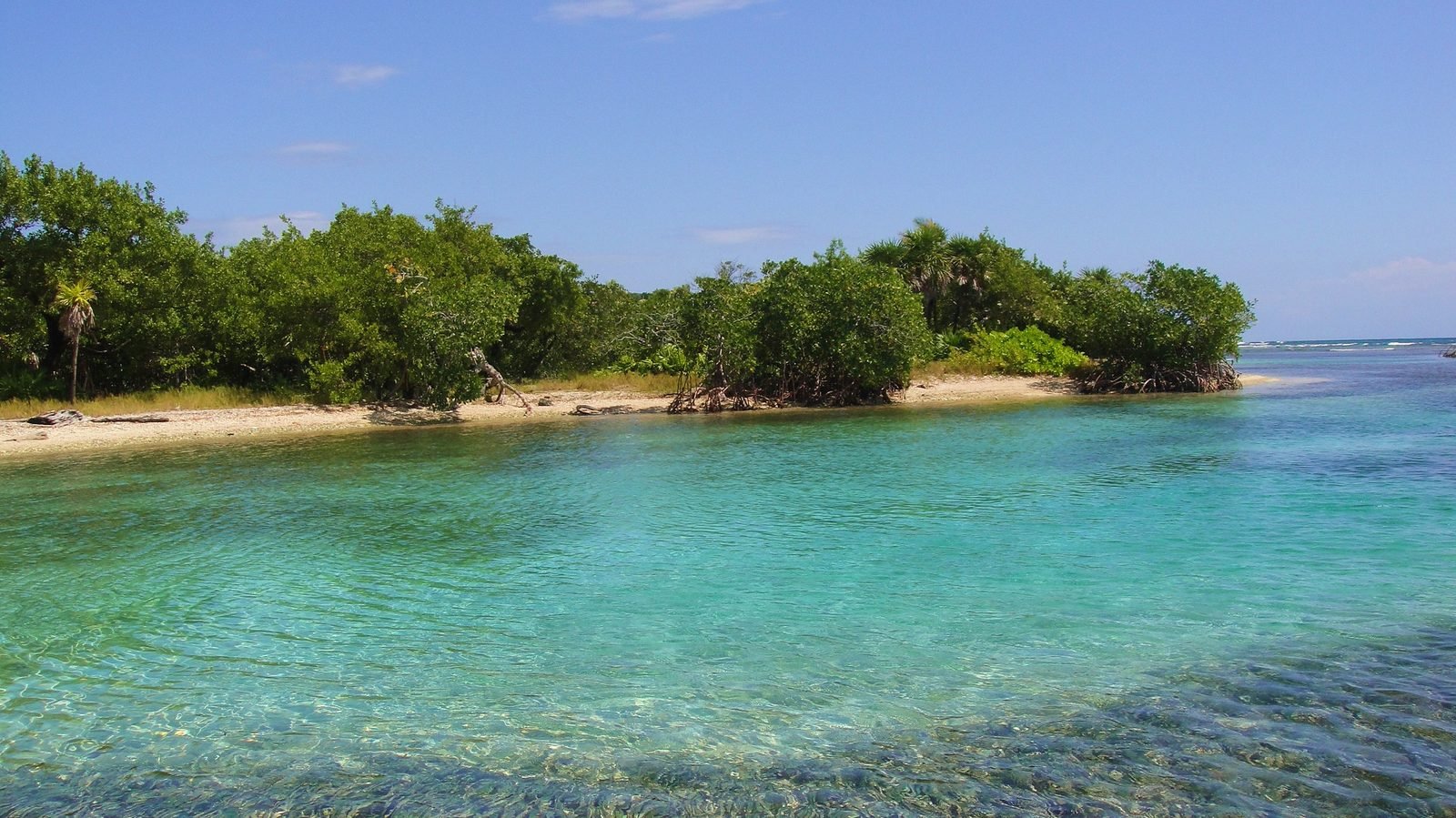 Turquoise water off a small Roatan cay